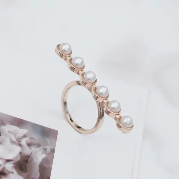 一字横向珍珠&times;戒指