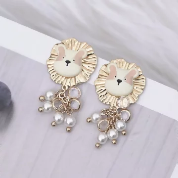 小熊串串珍珠&times;吊墜耳環