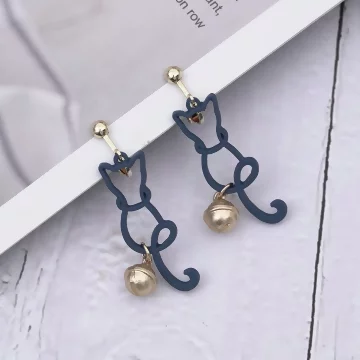 藍貓輪廓小鈴鐺&times;螺旋耳夾