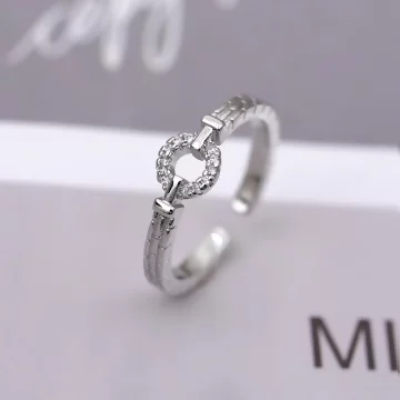 925銀飾&times;O字圓環晶鑽&times;開口戒指