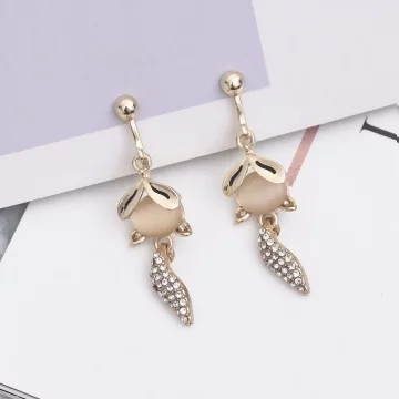 狐狸貓眼石晶鑽&times;螺旋耳夾