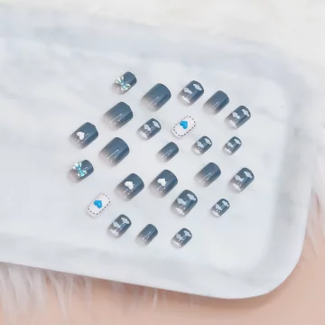 藍天白雲領結愛心亮面&times;穿戴式手指甲片&times;二十四入&nbsp;