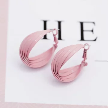 粉紅交叉纏繞圓環&times;耳環