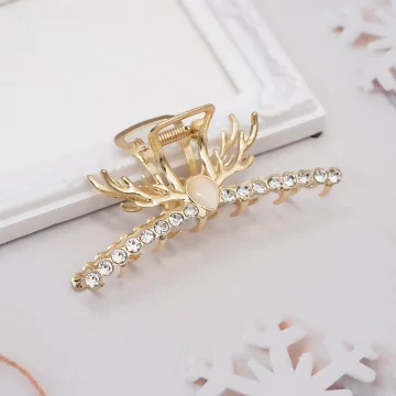 鹿角晶鑽貓眼石&times;鯊魚髮夾