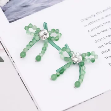 綠琉璃蝴蝶結&times;吊墜耳環