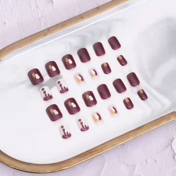 暗紅布丁雪糕亮面&times;穿戴式手指甲片&times;二十四入