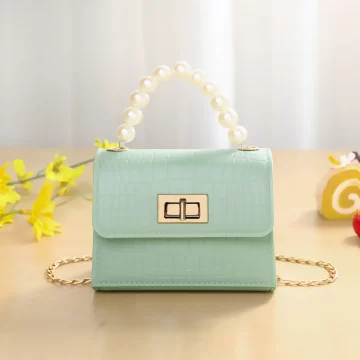珍珠鱷魚紋時尚方包&times;金屬鍊條&times;斜背包&times;淺綠