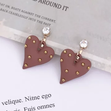 金色波點愛心&times;三角耳夾