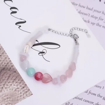 彩色水晶串珠貝殼&times;手鍊