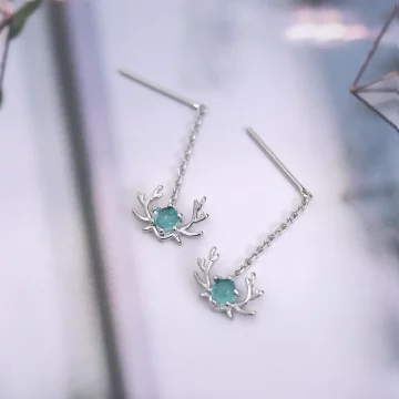 925銀針&times;月光石鹿角&times;耳線