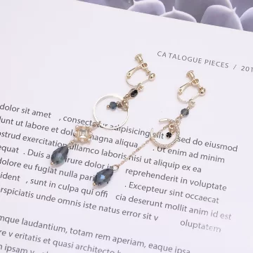 藍晶輕奢月亮×不對稱螺旋耳夾