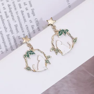 乘涼的白貓&times;吊墜耳環