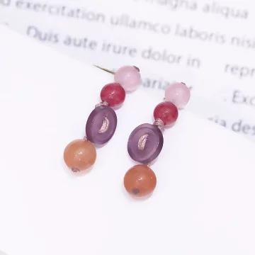 玉石珠子鈕扣&times;吊墜耳環