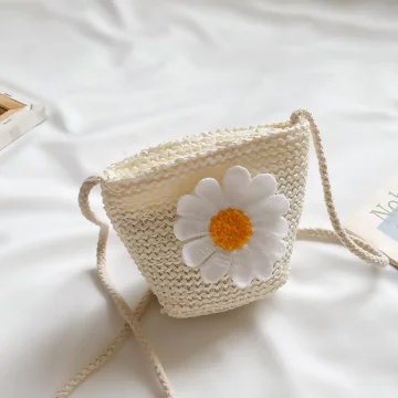 寶貝編織袋&times;棉繩斜背包&times;雛菊小白花