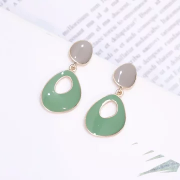 莫蘭迪淡綠弧型&times;吊墜耳環