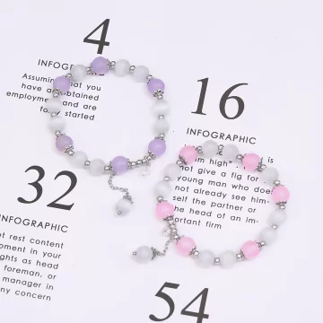 甜美粉紫系貓眼&times;固定式串珠手鍊&times;共二色