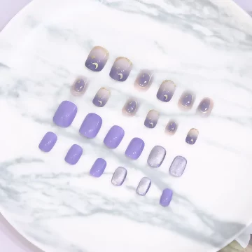 柔紫星芒月光亮面&times;穿戴式手指甲片&times;二十四入