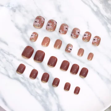 茉莉冰茶棕色亮面&times;穿戴式手指甲片&times;二十四入