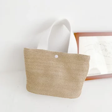 田園風編織包&times;手提袋&times;白色