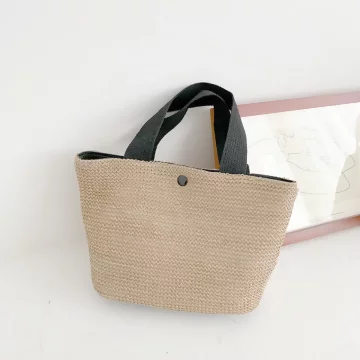 田園風編織包&times;手提袋&times;黑色