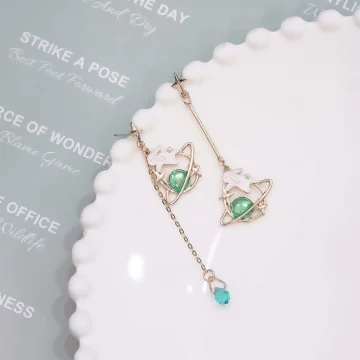 月兔摘星&times;不對稱吊墜耳環