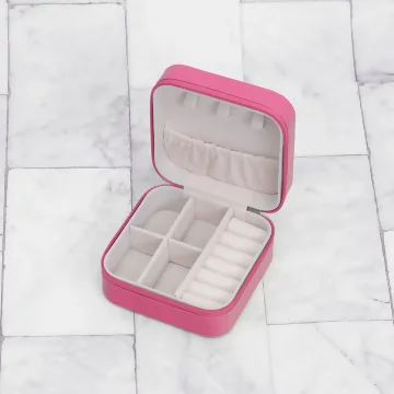 細紋皮革&times;拉鍊飾品盒&times;桃紅