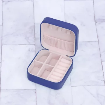 細紋皮革&times;拉鍊飾品盒&times;寶藍