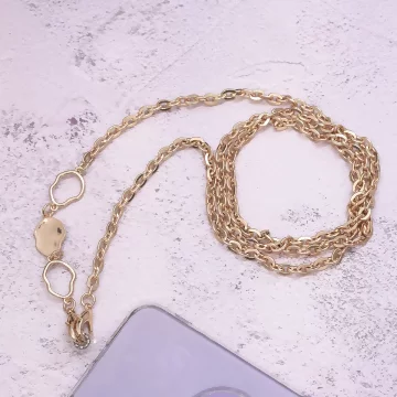 個性金屬貝殼×手機斜背雙勾掛繩×金色