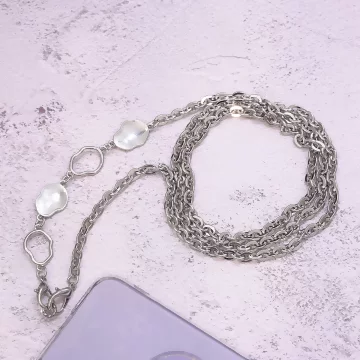 個性金屬貝殼&times;手機斜背雙勾掛繩&times;銀色