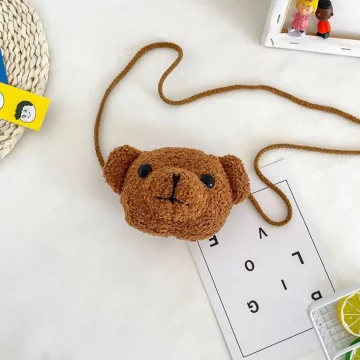 絨毛熊寶寶×棉繩斜背包×棕咖