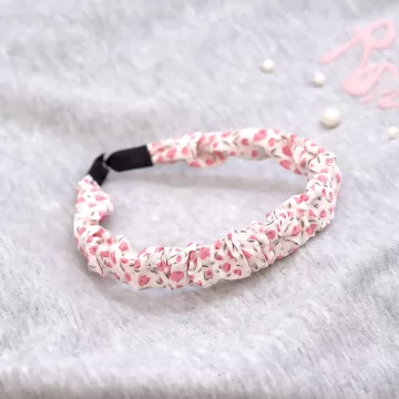 皺摺小碎花&times;髮箍&times;粉紅