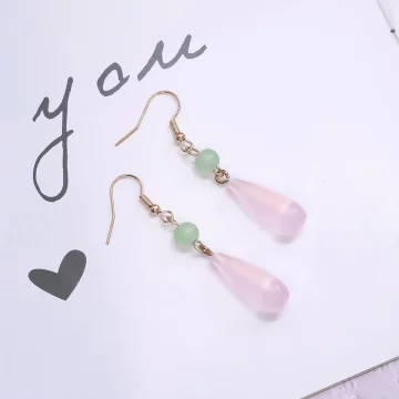 粉黛長水滴&times;吊墜耳勾