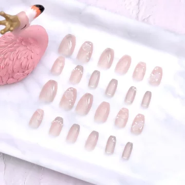 粉嫩晶白玫瑰亮面&times;穿戴式手指甲片&times;二十四入