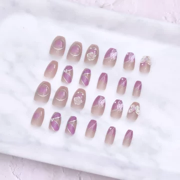 紫晶靈動蝴蝶亮面&times;穿戴式手指甲片&times;二十四入