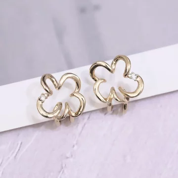 花朵輪廓×U型耳夾