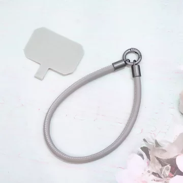 單色簡約皮革&times;手機腕帶掛繩&times;灰色