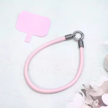 單色簡約皮革&times;手機腕帶掛繩&times;粉紅