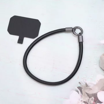 單色簡約皮革&times;手機腕帶掛繩&times;黑色