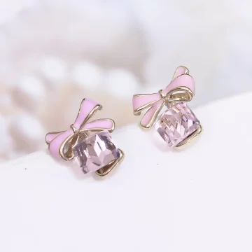 可愛蝴蝶結水晶×吊墜耳環