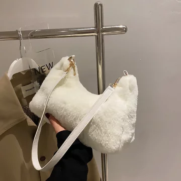 毛絨小單肩&times;肩背袋&times;白色