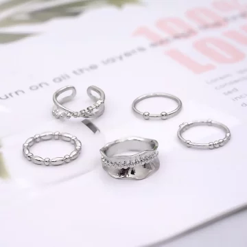嘻哈金屬小圓珠&times;五套件戒指組 