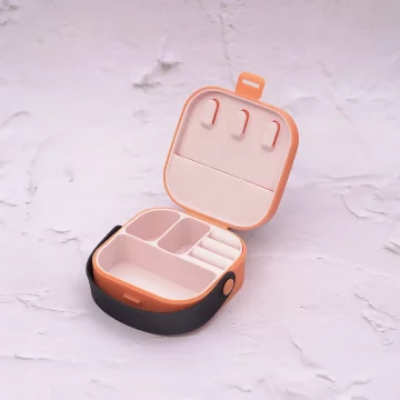 時尚硬殼矽膠&times;拉鍊飾品盒&times;橘色