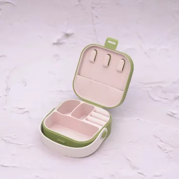 時尚硬殼矽膠×拉鍊飾品盒×綠色