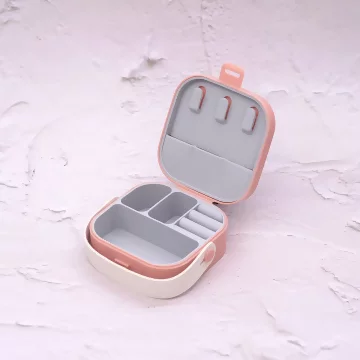 時尚硬殼矽膠&times;拉鍊飾品盒&times;粉紅