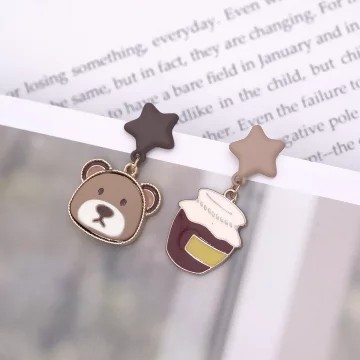 小熊蜂蜜×不對稱吊墜耳環