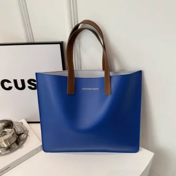 簡約皮革小手提&times;手提袋&times;藍色