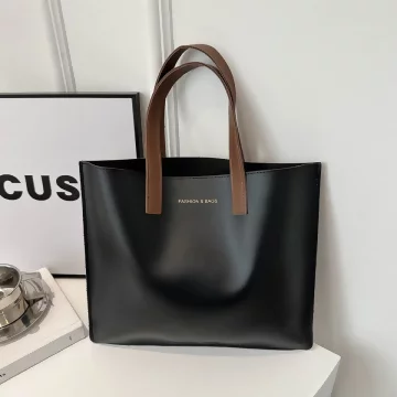 簡約皮革小手提&times;手提袋&times;黑色