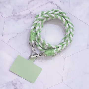 拼色麻花辮子&times;手機斜背雙勾掛繩&times;綠色