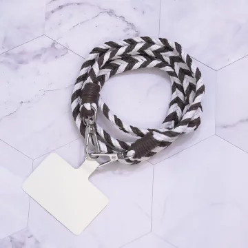 拼色麻花辮子&times;手機斜背雙勾掛繩&times;棕咖