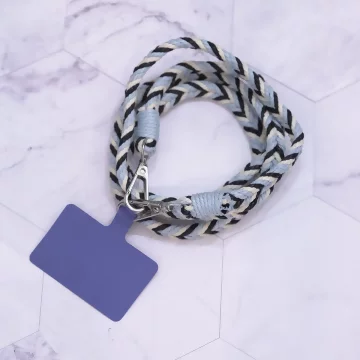 拼色麻花辮子&times;手機斜背雙勾掛繩&times;藍黑